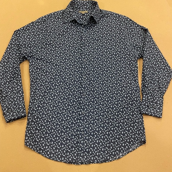 Men’s Peter Millar Summer Comfort Navy & Light Blue Floral Button Down Sz Medium - Picture 1 of 8